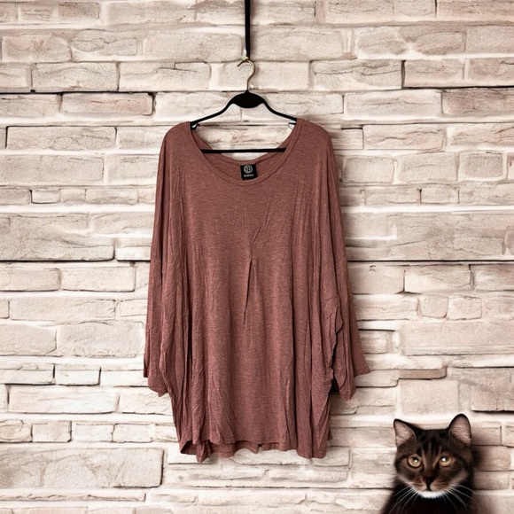 Bobeau Blush Pink Blended Stripe Print Stretchy Rayon Top - Picture 4 of 14